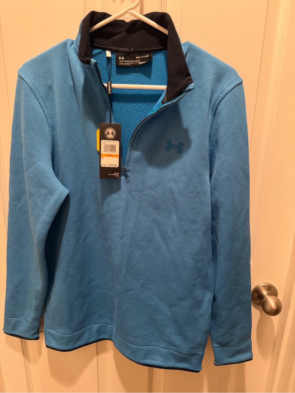 NWT Under Armour Storm SweaterFleece Golf 1/2 Zip Blue Men's Small